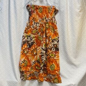 Speed Control size 3X Orange floral strapless Ruffled Dress casual fall‎ spring